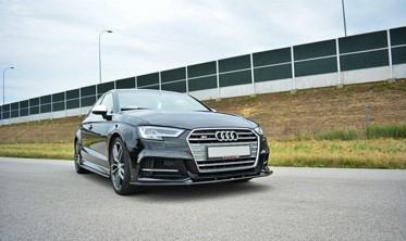 Тюнинговый диффузор переднего бампера Audi S3 / A3 S-line 8V FL Sedan вер.1 фото