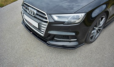 Тюнинговый диффузор переднего бампера Audi S3 / A3 S-line 8V FL Sedan вер.1 фото