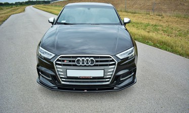 Тюнинговый диффузор переднего бампера Audi S3 / A3 S-line 8V FL Sedan вер.1 фото
