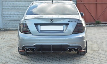 Центральные и боковые накладки заднего бампера Mercedes C W204 AMG-line (РЕСТ.) фото