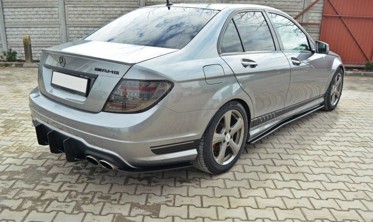 Центральные и боковые накладки заднего бампера Mercedes C W204 AMG-line (РЕСТ.) фото