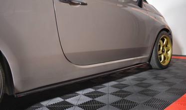 Боковые листвы на пороги Fiat 500 Hatchback дорестайл фото