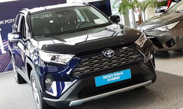 защитные накладки на пороги Toyota Rav IV черные с надписью Hybrid фото