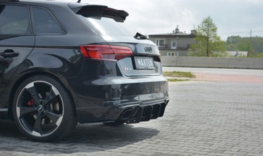 Центральный и боковые диффузоры заднего бампера Audi RS3 8V Sportback вер.1 фото