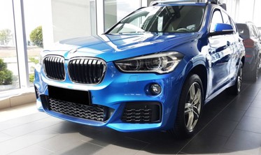защитная накладка на бампер BMW X1 F48 сталь с карбованой вставкой фото