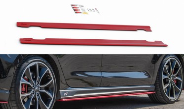 Боковые диффузоры порогов в красном цвете Hyundai I30 N Mk3  фото