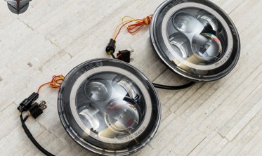 LED фари передні з ходовими вогнями halo eyes для Jeep Wrangler JK фото