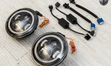 LED фари передні з ходовими вогнями halo eyes для Jeep Wrangler JK фото