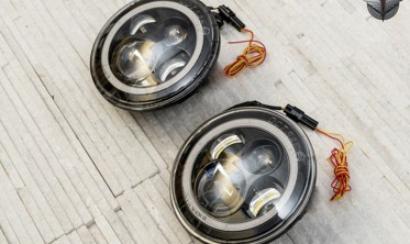 LED фари передні з ходовими вогнями halo eyes для Jeep Wrangler JK фото