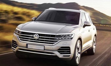 защитная накладка заднего бампера с ребрами Volkswagen Touareg 3 (stal) фото