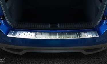 защитная накладка заднего бампера с ребрами Skoda Kamiq (Stal) фото