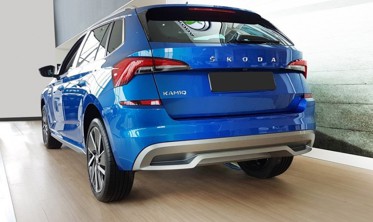 защитная накладка заднего бампера с ребрами Skoda Kamiq (Stal) фото