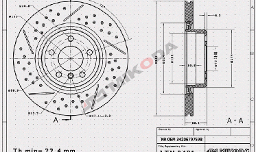 Тормозной диск задний вентилируемый BMW 1 F20/F21, 2 F22/F23, 3 F30/F31, 4 F32/F33/F36 DT0481 фото