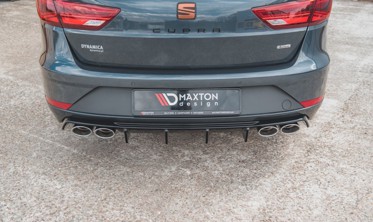 Дифузор заднього бампера з ребрами Seat Leon Cupra ST MK3 FL вер.3 (подвійні насадки) фото