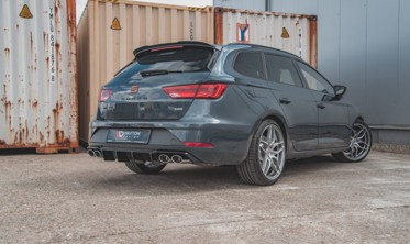 Дифузор заднього бампера з ребрами Seat Leon Cupra ST MK3 FL вер.3 (подвійні насадки) фото