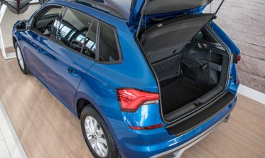 захисна накладка на задній бампер Skoda Kamiq (АБС-пластик) фото