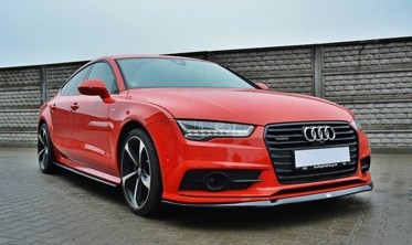 Дифузор переднього бампера Audi S7/A7 S-Line C7 FL (чорний глянц.) фото