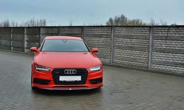 Дифузор переднього бампера Audi S7/A7 S-Line C7 FL (чорний глянц.) фото