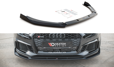 Сплиттер переднего бампера Audi RS3 8V FL Sportback послерестайл вер.3 фото