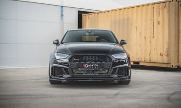 Сплиттер переднего бампера Audi RS3 8V FL Sportback послерестайл вер.3 фото