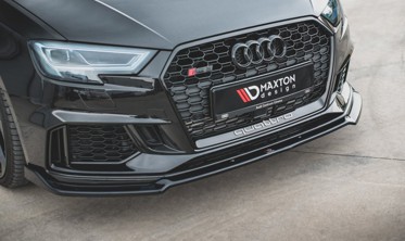 Сплиттер переднего бампера Audi RS3 8V FL Sportback послерестайл вер.3 фото