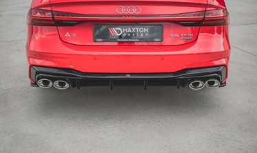 Накладка заднего бампера Audi A7 C8 S-Line с муляжами выхлопных труб фото
