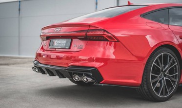 Накладка заднего бампера Audi A7 C8 S-Line с муляжами выхлопных труб фото