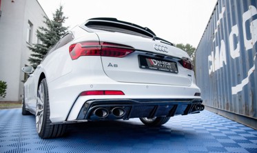 Накладка заднего бампера Audi A6 S-Line / S6 C8 / C8 рест. с муляжами выхлопных труб фото