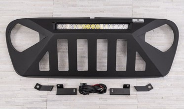 Тюнінгова решітка радіатора Jeep Wrangler JL модель MASTODON з LED 150W фото