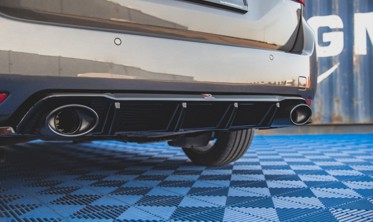Накладка заднего бампера Peugeot 308 SW MK2 FL с муляжами выхлопных труб фото