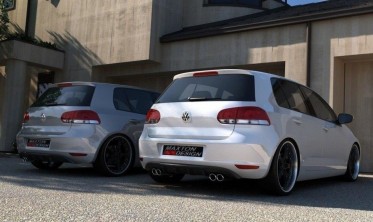 Диффузор заднего бампера VW Golf 6 под разведенный выхлоп фото