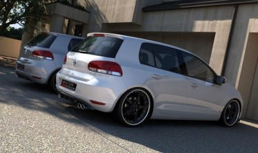 Дифузор заднього бампера VW Golf 6 під розведений вихлоп фото