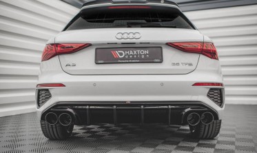 Дифузор на задній бампер Audi A3 8Y Sportback S-line із муляжами вихлопних труб фото