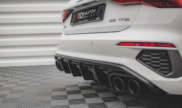 Дифузор на задній бампер Audi A3 8Y Sportback S-line із муляжами вихлопних труб фото