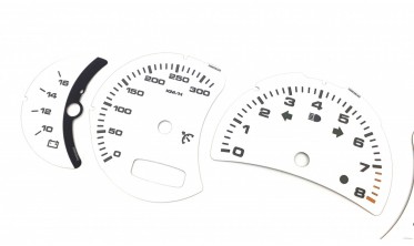 Шкалы-переходники с миль на км Porsche 911 (996) тюнинговые белые фото