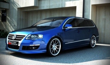 Юбка на передний бампер VW Passat B6 стиль R-line (абс-пластик) фото