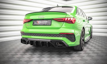 Вставка (дифузор) заднього бампера Audi RS3 8Y (чорний глянц.) фото