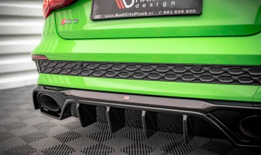 Вставка (дифузор) заднього бампера Audi RS3 8Y (чорний глянц.) фото