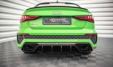 Вставка (дифузор) заднього бампера Audi RS3 8Y (чорний глянц.) фото