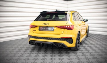 Вставка (дифузор) заднього бампера Audi RS3 8Y (чорний глянц.) фото