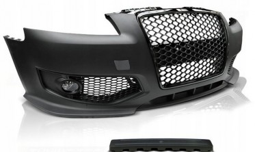 Передній бампер Audi A3 8P 2005-2008 в стилі RS з чорною решіткою фото
