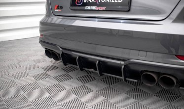 Центральный диффузор заднего бампера Street pro Audi S3 8V Sportback рестайл фото