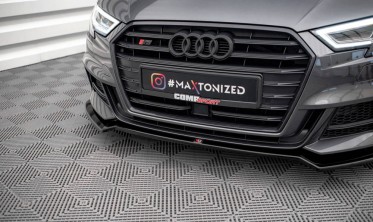 Передний диффузор на бампер Audi S3 8V Sportback рестайл вер. 2 фото