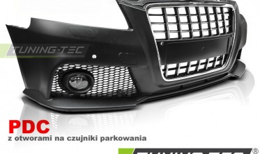 бампер передний Audi A3 8P рест. под парктроники стиль S-line (решетка black-chrome) фото