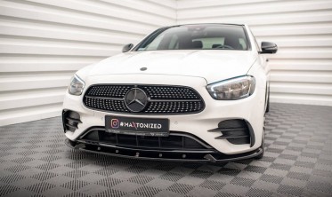 Пластиковий дифузор на передній бампер Mercedes E W213 рестайл AMG-Line вер. 2 фото