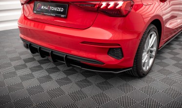 Центральный диффузор на задний бампер Street Pro Audi A3 8Y Sportback фото