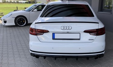Дифузор заднього бампера Audi A4 B9 S-line під дві одинарні труби фото