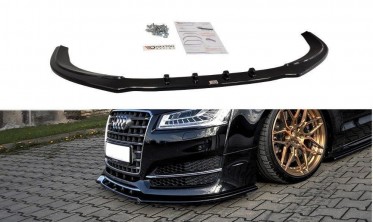 Передний диффузор под бампер Audi S8 D4 рестайл, черный глянцевый фото