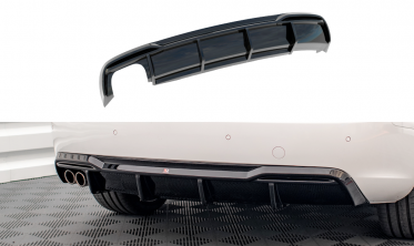 Тюнінговий дифузор заднього бампера Audi A5 8T рестайл (під подвійну насадку) фото
