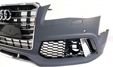 Передний тюнинговый бампер в стиле W12 для Audi A8 D4 дорестайл фото